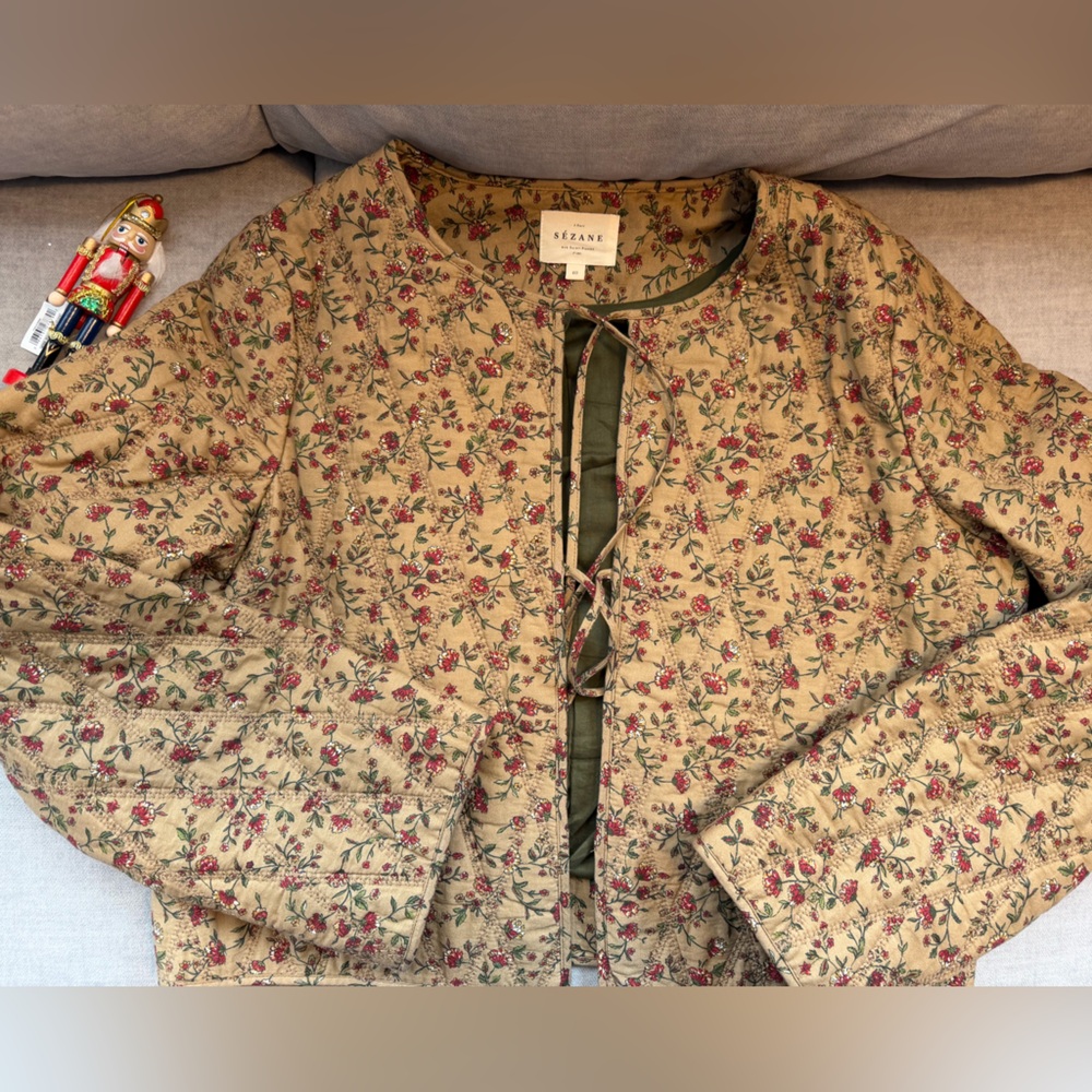 Sezane Paoline Jacket Miranda Beige Print - Size 40